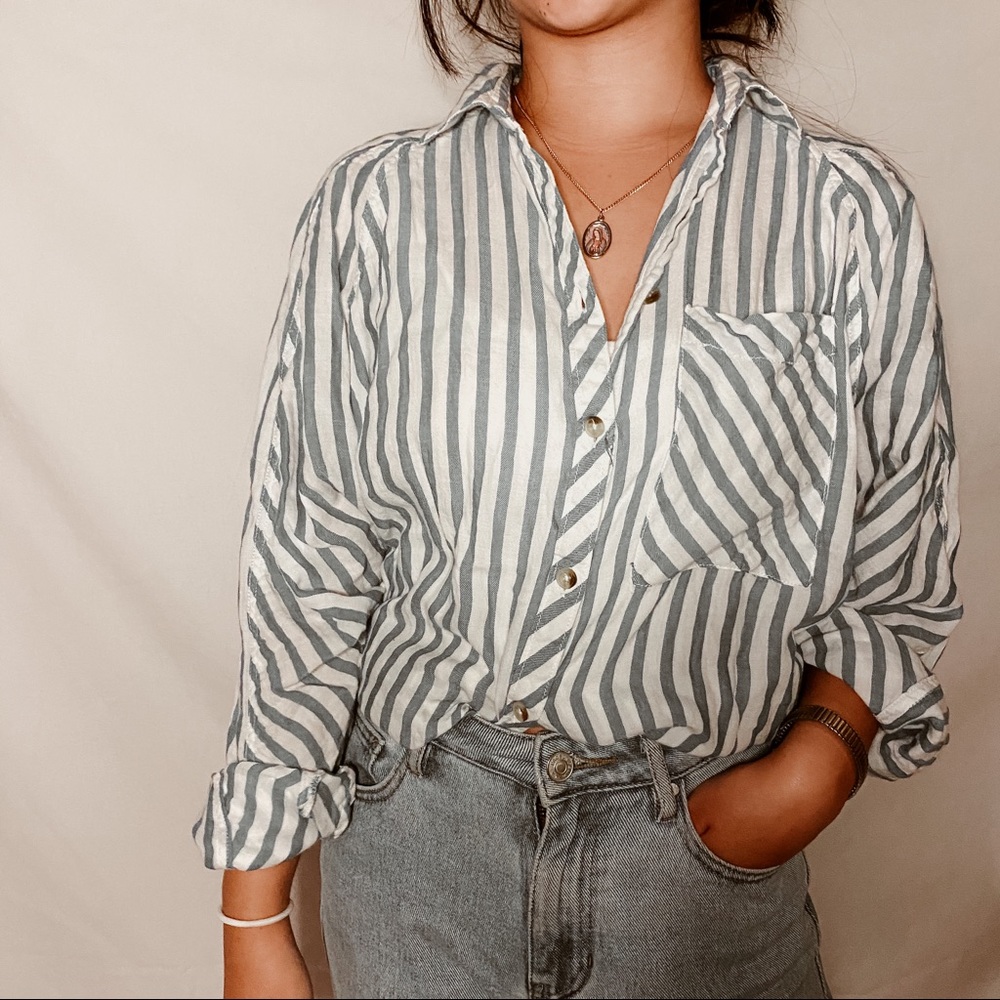 Urban Outfitters Striped Over-Sized Button Down